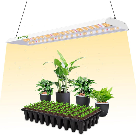 60W LED Grow Lights for Seed Starting, 2ft Hanging Full Spectrum Seedling Lights Grow Lights for Indoor Plants, 4/8/12H Timer and 10 Dimming Levels, Height Adjustable and Energy Efficient