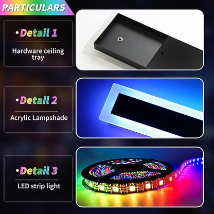 Widened 2 Pack Modern RGB Outdoor Wall Light, 47.2inch 10 Colors Dimmable LED Wall Mount Sconces, 41W, IP65 Waterproof, Long Linear Garage Lighting Fixtures for Garden, Yard, House