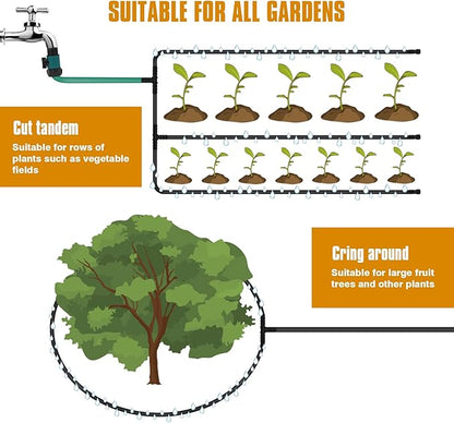 Soaker Hose 10 ft for Garden Beds, Solid Brass Interface Irrigation Save 70% Water Heavy Duty Rubber 1/2" Diameter Great for Gardens/Flower Beds