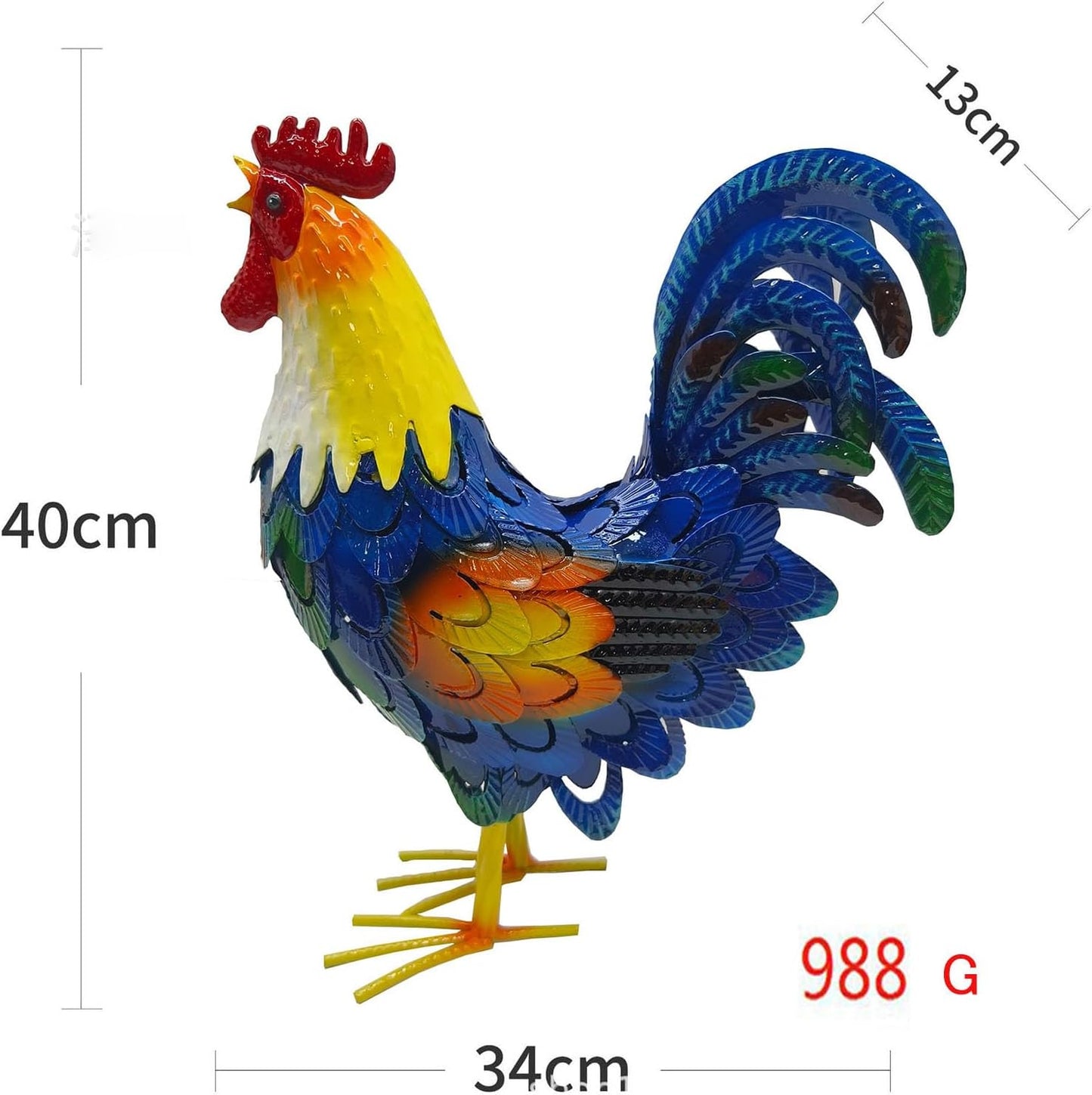 Metal Rooster Decor， Chicken Animal Yard Art Lawn Ornament Figurines Artwork for Outdoor, Patio,Backyard and Home Kitchen Decoration (Blue)