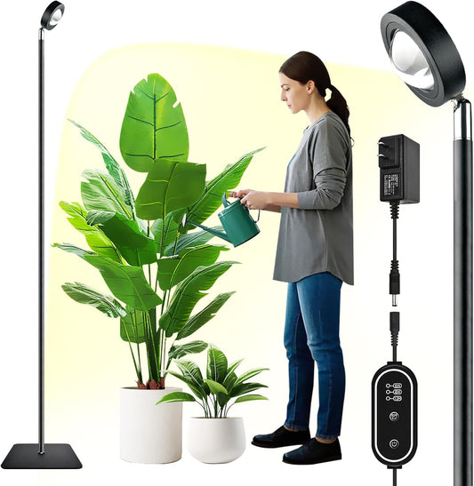20W Full Spectrum Grow Light, 3000LM High-CRI COB LED Floor Lamp with 6/8/12H Timer, Adjustable Height (28"-83") & Angle, Grow Lights for Indoor Plants, Succulents & Flowers (warm white 4000K)