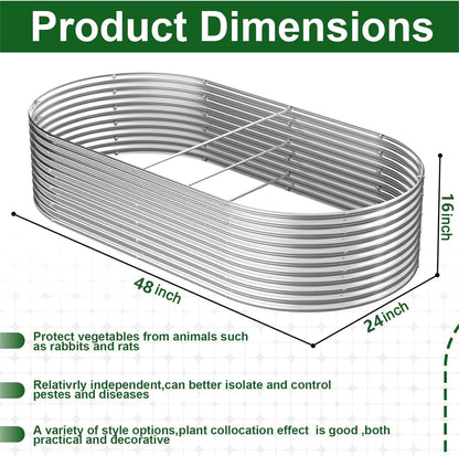 FRIZIONE 2pcs Tall Galvanized Raised Garden Bed Outdoor,Steel Garden Bed for Vegetables,Above Ground Garden Box for Flower,Metal Raised Beds for Gardening - 4x2ft