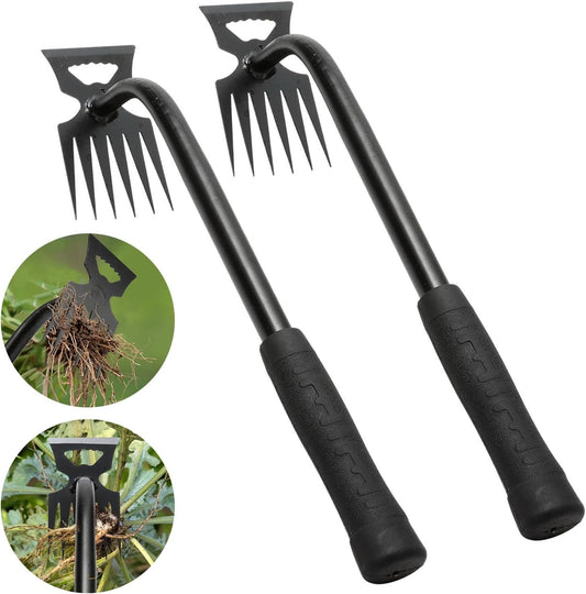 Gardening Hand Weeder Tools, Weeding Artifact Uprooting Weeding Tool, Durable Manganese Steel Hand Weeder Tool, Manual Multifunctional Weeders Gardening Tools for Yard and Garden (6 Teethes), 2 Pack