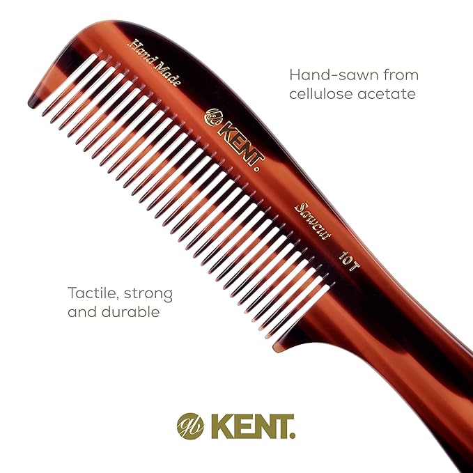 Kent 10T Large Hair Detangler Comb - Handmade Wide Tooth Combs for Curly Hair, Rake Comb For Wet and Dry Hairs, for Women for Thick Hairs Saw-Cut and Hand Polished Kent Combs