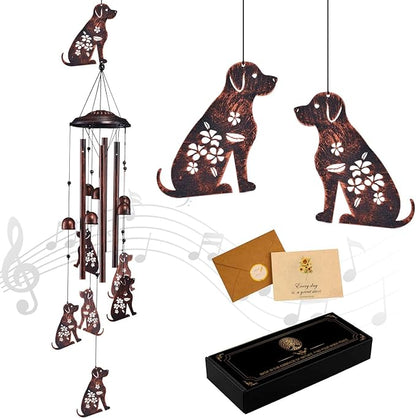 Dog Wind Chimes for Outside, Metal Windchimes Outdoors Clearance with 4 Aluminum Tubes, Garden Patio Yard Home Decor, Dog Gifts for Pet Lovers Women Men Mom Grandma, Unique Festival Birthday Gift