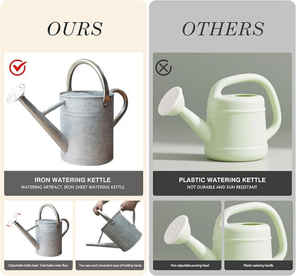 Metal Watering Can for Outdoor and Indoor Plants, Watering Can Decor, 1 Gallon (Zinc Stainless Steel Handle)