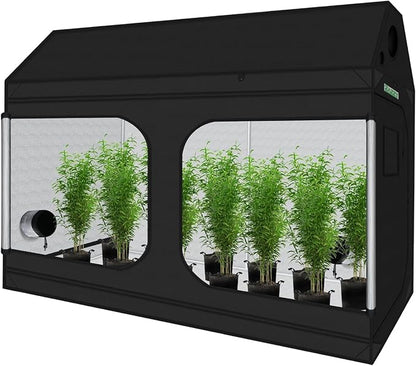 zazzy 4x8 Grow Tent, 96"x48"x72" Roof Cube Indoor Plant Grow Tents with Observation Windows, Lightproof Roof Cube Mylar Hydroponic Growing Tent with Floor Tray Plant Growth