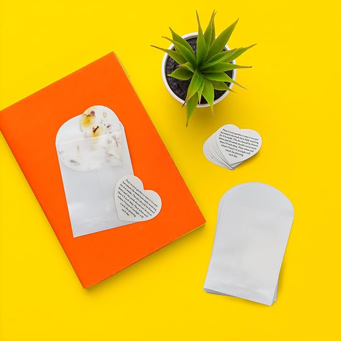 50 Set of Heart Planting Guide with Glassine Envelopes – Perfect for Seed Paper Products, Wedding Favors, and Gift Sets
