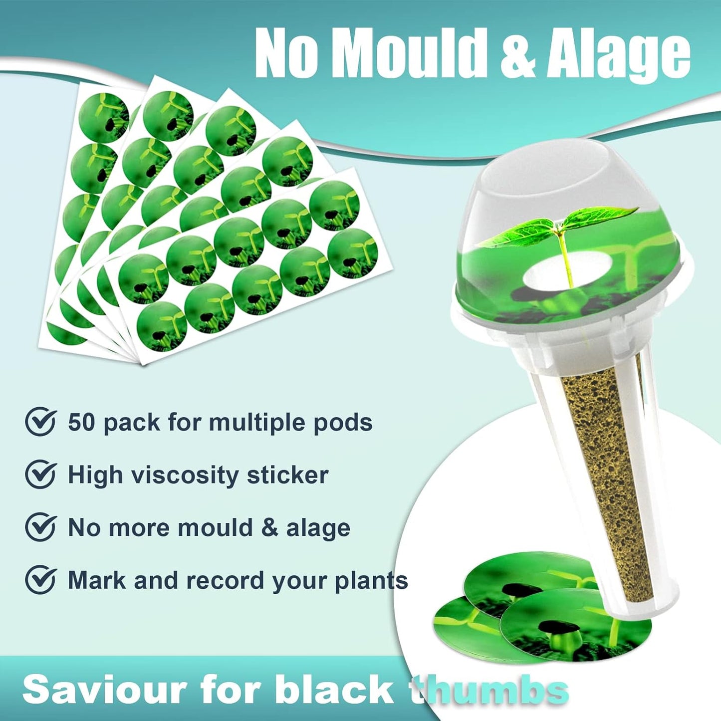 100pcs Seed Pod Kit for Aerogarden, Grow Anything Kit with 50pcs Grow Sponges, 50pcs Pods Labels, Hydroponics Pods Replacement Compatible with Hydroponics Growing System from All Brands