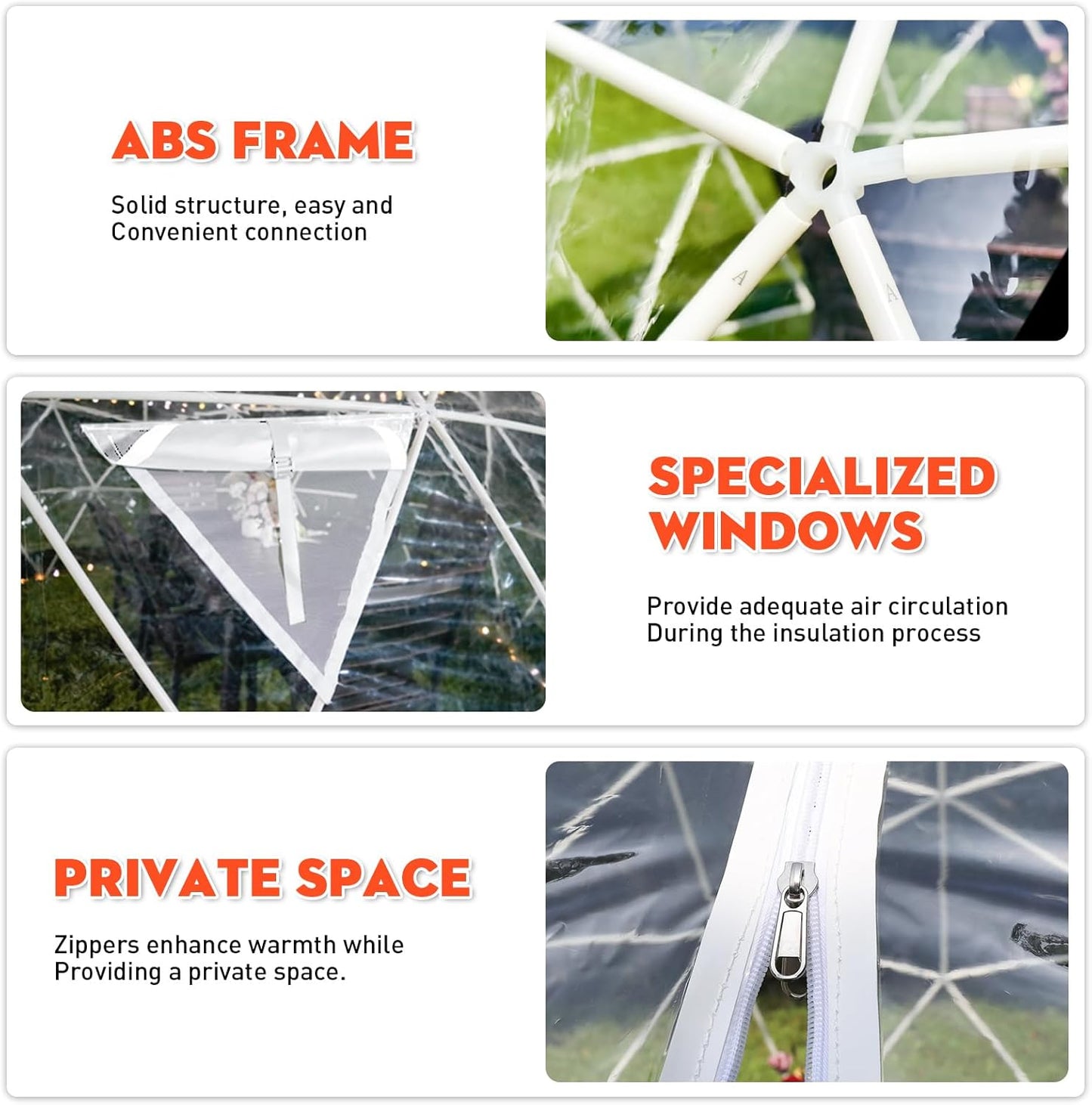 Garden Dome Bubble Tent House Outdoor, Upgraded Geodesic Dome Greenhouse with Transparent PVC Cover, Weatherproof Greenhouse Suitable for Patio (WHITE-12FT)