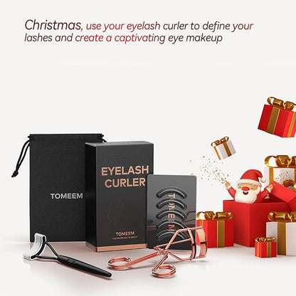 Eyelash Curler with Comb, Professional Volumizing Lash Lift Kit Lash Curler with Refill Pads for Home & Travel Uses, Rose Gold