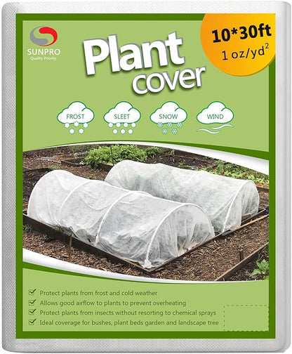 Plant Covers Freeze Protection,10Ft x 30Ft 1.0 oz/yd² Reusable Floating Row Cover, Freeze Protection Plant Blankets for Cold Weather (Support Hoops Not Included)