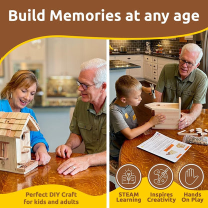 SparkJump Premium Wooden Bird House Kit - Build it Yourself Birdhouse - Birdhouse Kits for Adults to Build - Woodworking Adult Crafts & DIY Bird House
