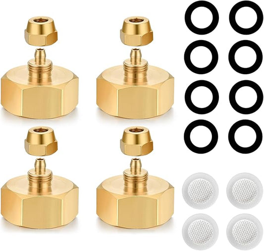 Drip irrigation hose connector, Garden Hose Adapter, Standard 3/4" GHT Female Thread to 1/4" Tube Adapter for Water Hose, Convert 3/4" Garden Hose to 1/4" Tube Drip Irrigation Parts (4 PCS)