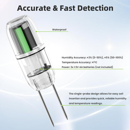 Moisture Meter Plants, Soil Meter, Wireless WiFi Soil Moisture Sensor, 2-in-1 Soil Moisture Meter, WiFi, Garden, Lawn, Potted Plants Care