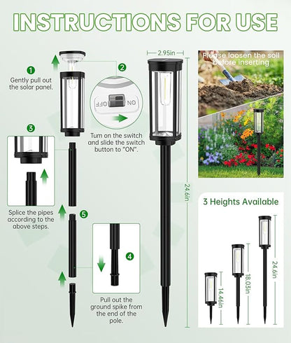 Bright Solar Pathway Lights, 2 Pack Solar Lights Outdoor Waterproof IP65, Auto On/Off Pathway Landscape Lighting, Outdoor Light for Yard Garden Walkway Landscape Lawn Patio Lighting