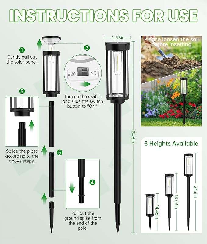 Bright Solar Lights Outdoor 6 Pack, Solar Pathway Lights Waterproof IP65, Auto On/Off Walkway Landscape Lighting, Long Lasting Outdoor Light for Walkway Landscape Path Yard Lawn Patio Decor