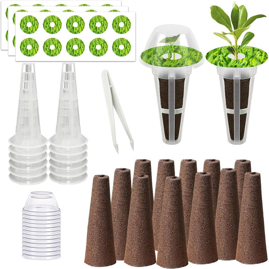 67 Seed Pod Kit for Aerogarden, Hydroponics Accessories for System Compatible with Hydroponics Supplies from All Brands, 12 Grow Sponges, 12 Grow Baskets, 12 Domes, 30 Pod Labels, 1 Tweezer (67 Pcs)