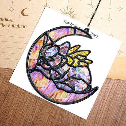 Moon Handmade Artisan Resin Sun Catcher Stained Glass Effect Christmas Window Hanging Ornament Garden Decor