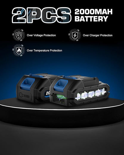 LUXTER 5-in-1 Cordless Pole Saw & Hedge Trimmer Brushless Electric Mini Chainsaw Auto Oiling 15-FT Max Reach Pole Saw for Tree Trimming Trimmer Limb Branch Cutter 2 X 2.0Ah Battery & Charger Include