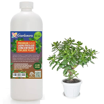 Gardenera Premium Liquid Jade Fertilizer - 3-1-2 Concentrate for Indoor Plants and Flowers - Organic Plant Food - 32oz