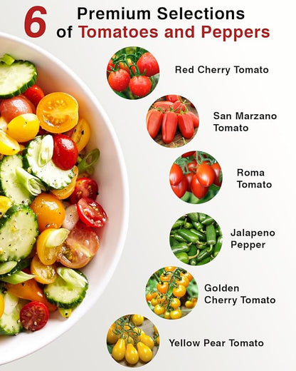 Tomato Seed Pod Kit for AeroGarden, idoo, Ahopegarden, MUFGA with Red Cherry/Golden Harvest Cherry Tomato, Roma/San Marzano/Yellow Pear Tomato - Compatible with All Hydroponics (12-Pod)