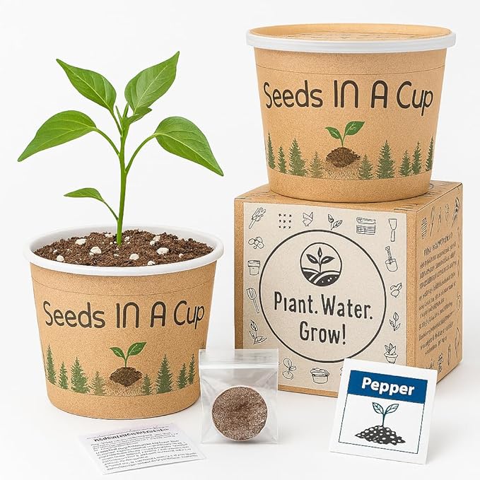 Seeds In A Cup® Plant Grow Kit – 60+ Varieties of Vegetables, Herbs & Flowers | Indoor & Outdoor Seed Starter for Kids & Adults | Grow Your Own Garden | Gardening Gift (Carrot)