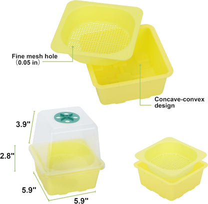 Microgreen Growing Trays, LUVCSOY Sprouting Tray with Humidity Dome, 1.2 mm Small Mesh Holes, BPA Free, Sprouter Kit for Growing Mirco Seeds, Like Broccoli, Alfalfa, Radish, Clover - 4 Pack | Colorful