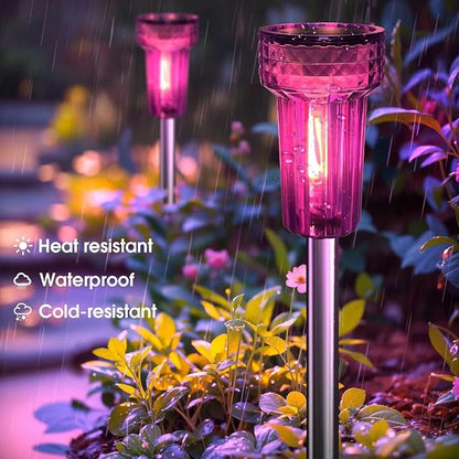 DERAYSION Halloween Solar Lights Outdoor Pathway Lights Purple LED Waterproof Yard Landscape Acrylic Lamp Auto Dusk-to-Dawn Halloween Decorations Outdoor for Path, Garden 8 Pack