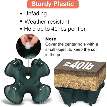 Vertical Planter 7 Tier Stackable Planters Garden Planters Strawberry Herb Flower and Vegetable Planter Indoor Outdoor Gardening Pots with Removable Wheels and Tools