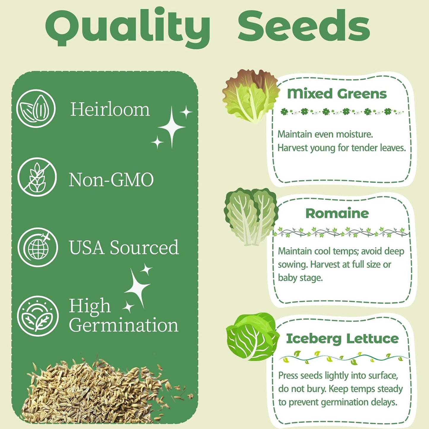 Lettuce Seed pod Kit for AeroGarden, Includes Iceberg Lettuce/Mixed Greens/Romaine Seed - Hydroponics Supplies for Most Brands 8-POD