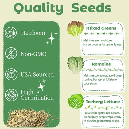 Lettuce Seed pod Kit for AeroGarden, Includes Iceberg Lettuce/Mixed Greens/Romaine Seed - Hydroponics Supplies for Most Brands 8-POD