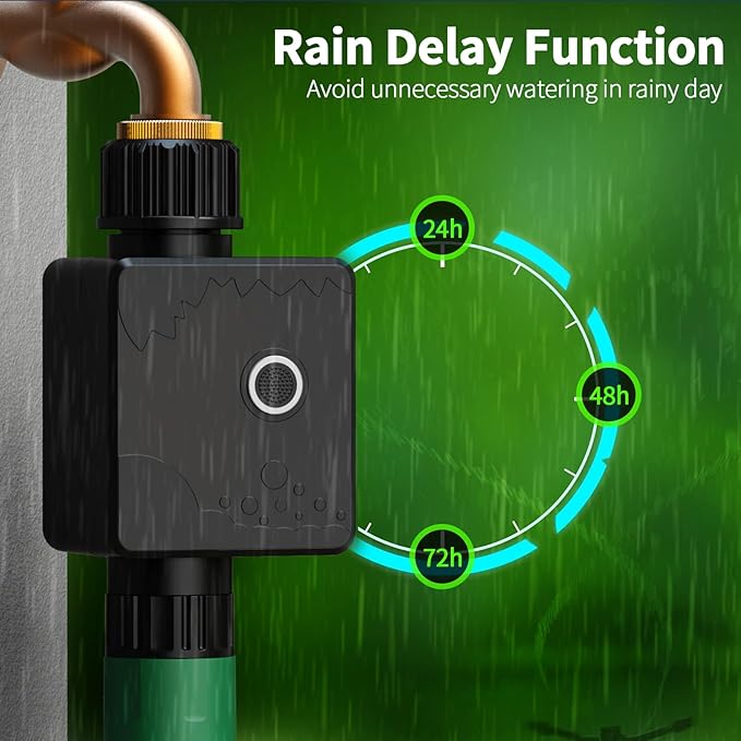 WiFi Water Timer for Garden Hose, Sprinkler Timer with 1 Outlet for Lawns and Yard, Rain Delay/Remote/Manual/Automatic Drip Irrigation System Programmable Faucet