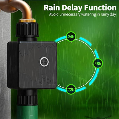 WiFi Water Timer for Garden Hose, Sprinkler Timer with 1 Outlet for Lawns and Yard, Rain Delay/Remote/Manual/Automatic Drip Irrigation System Programmable Faucet