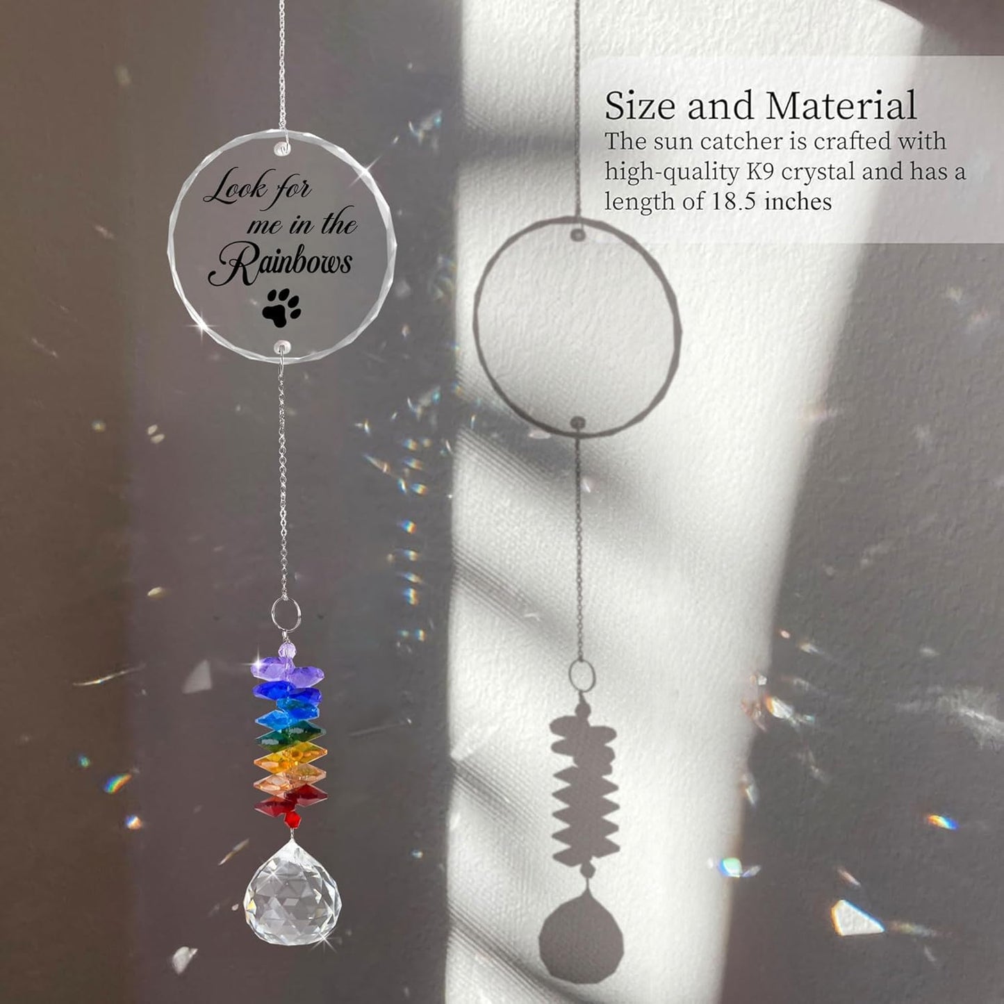 Pet Memorial Suncatcher - Pet Memorial Suncatchers - Dog Cat Loss Sympathy Gift - Rainbow Crystal Prism - Bereavement Keepsake - Pet Lover Gift - Daily Remembrance - Suncatcher Ornament