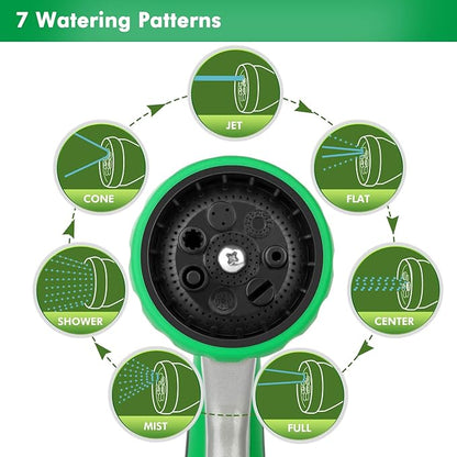 RESTMO Metal Watering Wand, Heavy Duty Garden Hose Wand with 180° Swivel Ratcheting Head, 16-Inch Hose Nozzle Sprayer with 7 Spray Patterns and Flow Control, Ideal to Water Hanging Baskets and Shrubs