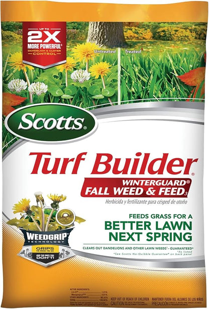 Scotts Turf Builder WinterGuard Fall Weed & Feed3, Weed Killer Plus Fall Fertilizer, 12,000 sq. ft, 34.3 lbs.