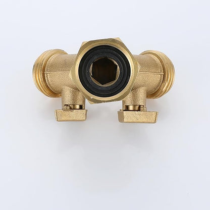 Bropury Hose Splitter 2 Way Heavy Duty with Thickened and optimized, Brass Hose Splitter 2 Way 3/4", Hose Spigot Adapter 2 Valves with 3 Extra Rubber Washers and on/off Wrench(2 way)