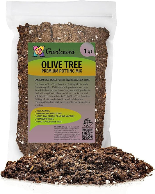 Gardenera Premium Olive Tree Potting Mix - Perfect Balance of Air, Moisture, and Nutrients - 1 Quart