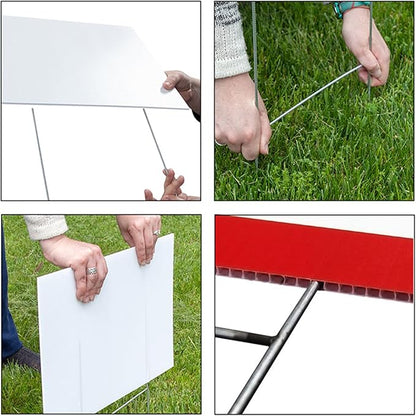 Vispronet 50 Pack 24in x 18in Custom Yard Signs with Stakes, Create Your Own Sign, Single or Double Sided Print, Bulk Personalized Lawn Signs, 4mm Corrugated Plastic Material, Weather-Resistant Board