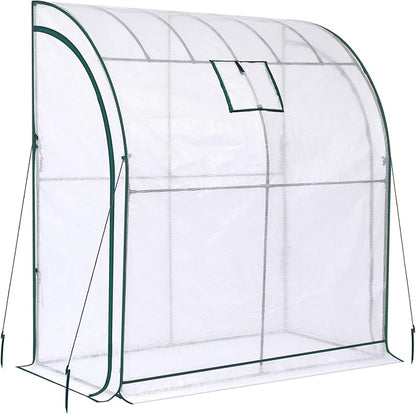 Lean to Greenhouse with 3-Tier Shelves: Ohuhu Portable Walk-in Wall Mounted Green House with Mesh Windows, 79"x39"x83" Reinforced Lean-to Wall Greenhouses with 2 Roll-Up Zipper Doors for Outdoors