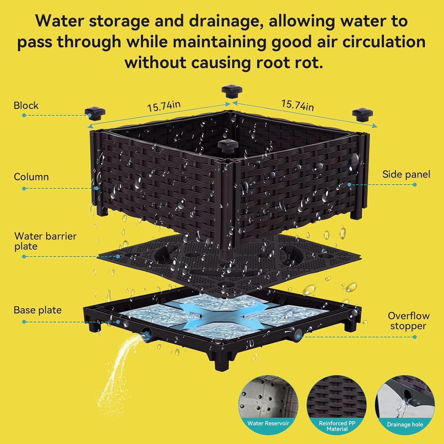 Raised Garden Bed, Planters for Outdoor Plants Raised Beds for Gardening, Plastic Planter Raised Beds for Planting Outdoor Plant Vegetables, Flowers, Fruits and Plants, 31.5"(L) x 15.7"(W) x 20.4"(H)