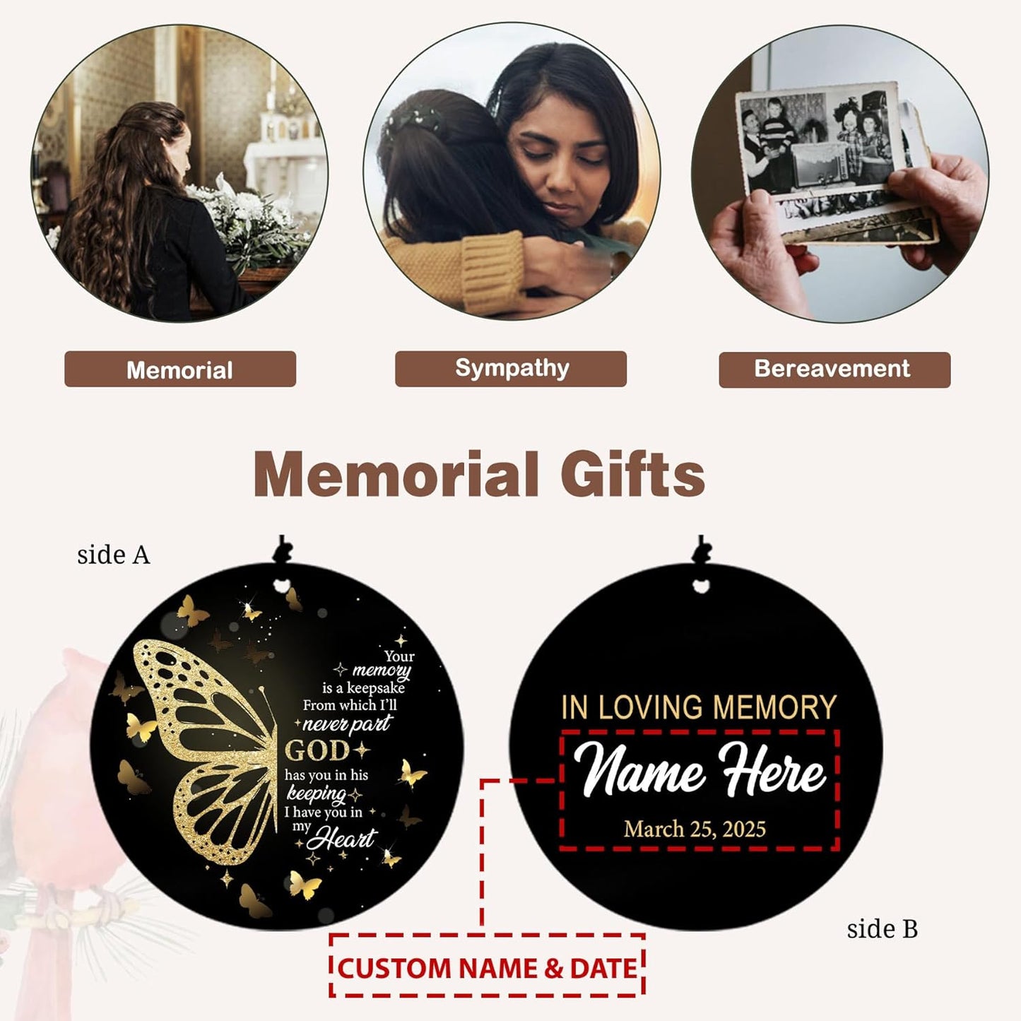 Personalized 36" Memorial Wind Chimes, Bereavement Gift to Honor a Loved One's Remembrance, Sympathy Gift for Loss of Mother Father Husband, for Outdoor Garden