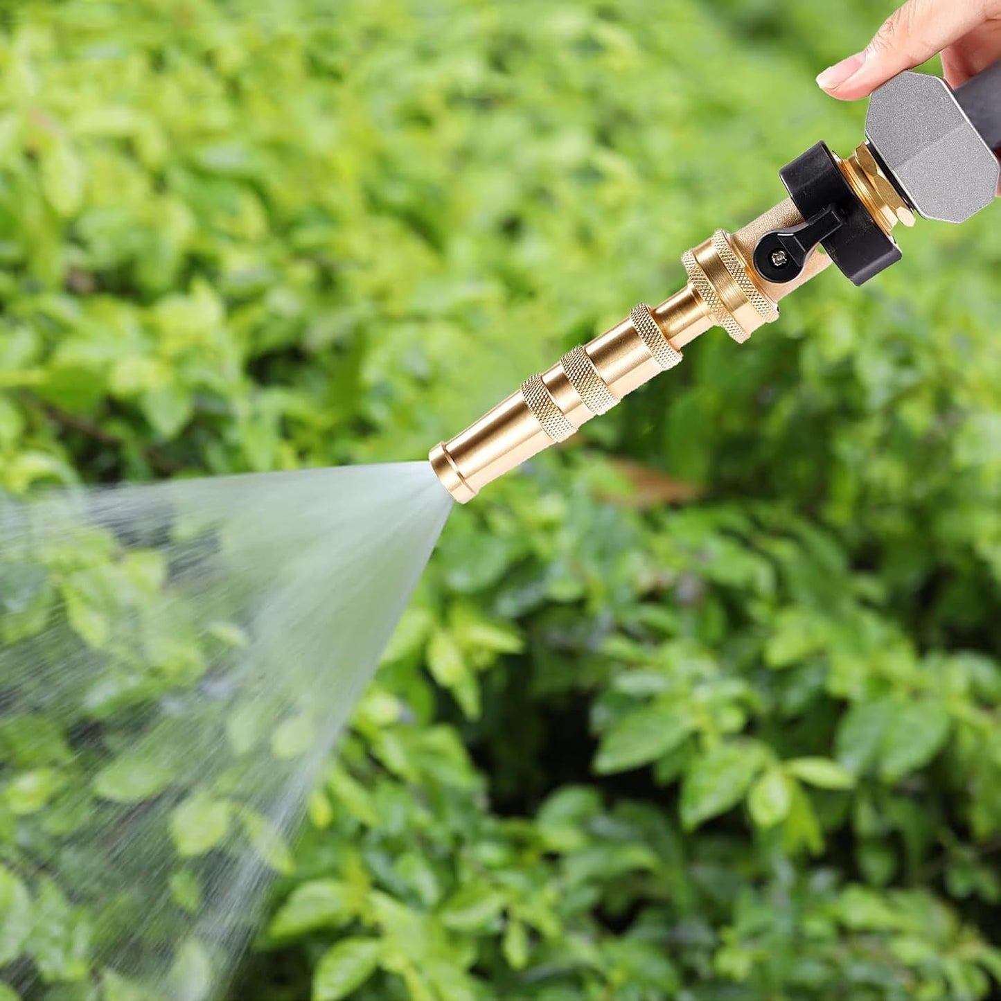 Hourleey 4" Adjustable Twist Hose Nozzle, 2" Heavy-Duty Brass 3/4" GHT Hose Nozzle Jet with 2 Garden Hose Rubber Washers (Nozzle Twist and Nozzle Jet)