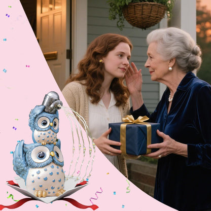 Solar Garden Statues Outdoor Decor, Watering Owl Statue Garden Decor, Resin Yard Decorations Outdoor for Patio, Porch, Balcony, Lawn Ornaments, House Warming Birthday Gifts for Mom Women Grandma