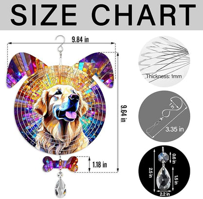 Golden Retriever Dog Ears Wind Spinner, Golden Retriever Wind Spinner Hanging for Yard and Garden