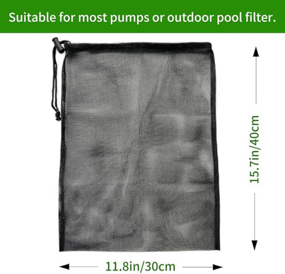 11.8" x 15.7" Pond Pump Cover Filter Bag, Black Media Bag Large Pump Mesh Bag for Outdoor Water Ponds Filters, Water Filter Pump, Outdoor Ponds, Garden, Swimming Pool (1, 11.8" x 15.7")