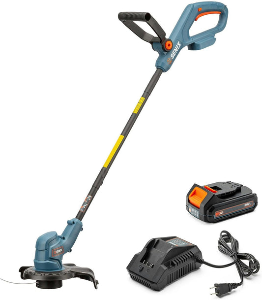SENIX X2 20 Volt Max* Cordless Grass String Trimmer and Edger Lawn Tool, Detachable Split Shaft, 10-Inch Max Cutting Width, Includes 2.0 Ah Battery and 2A Charger (GTX2-L)