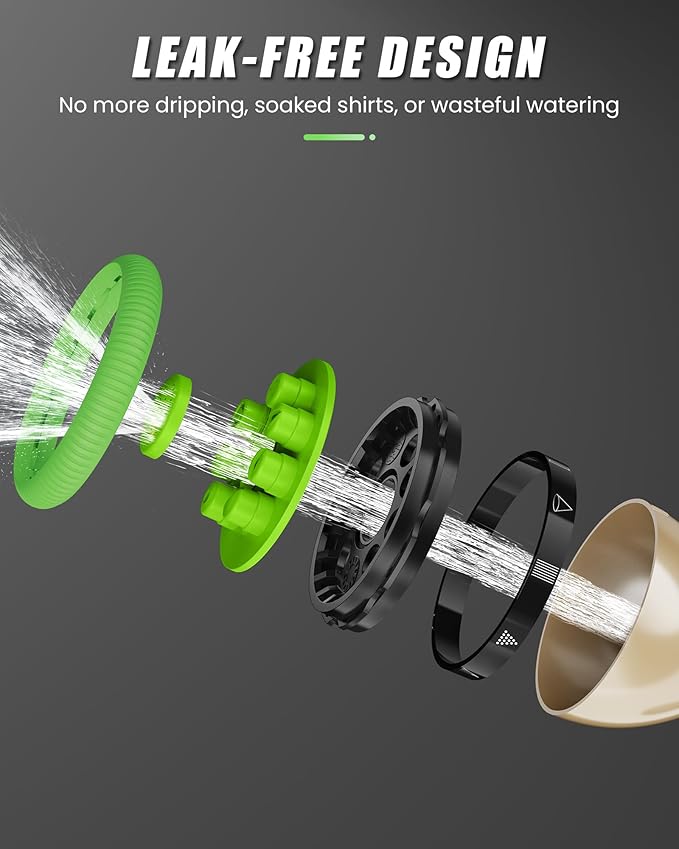 RAINPOINT Garden Hose Nozzle, Heavy Duty Metal Water Hose Sprayer Nozzle with 9 Adjustable Spray Patterns, High Pressure Hand Sprayer for Watering Plants, Lawns, Car and Pet Washing (2Pack, Green)