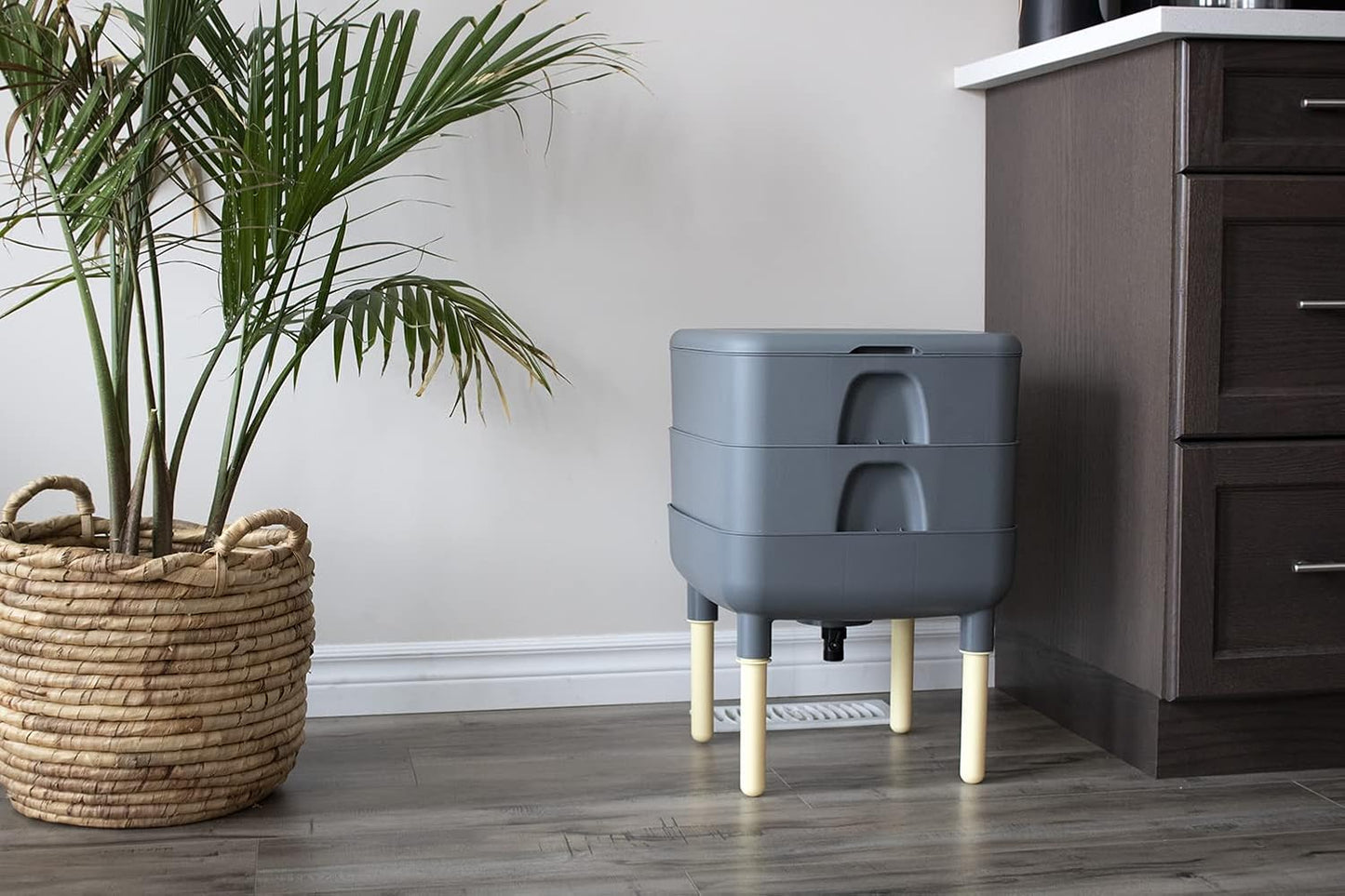 FCMP Outdoor - The Essential Living Composter, 2-Tray Worm Vermicomposter Bin (HF-LC4000v2-GRY) Grey